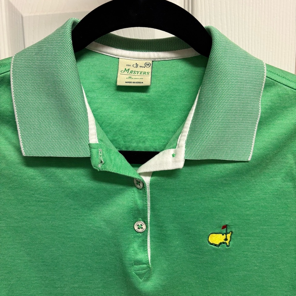 Peter Millar Green MASTERS Polo with White Trim Classic! Ladies Size Medium - Picture 2 of 9